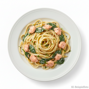 85. Tagliatelle Lachs und Spinat
